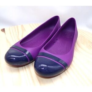 Crocs Cap Toe Ballet Flats Womens 12300 Purple Navy Blue Size 9 Slip On
